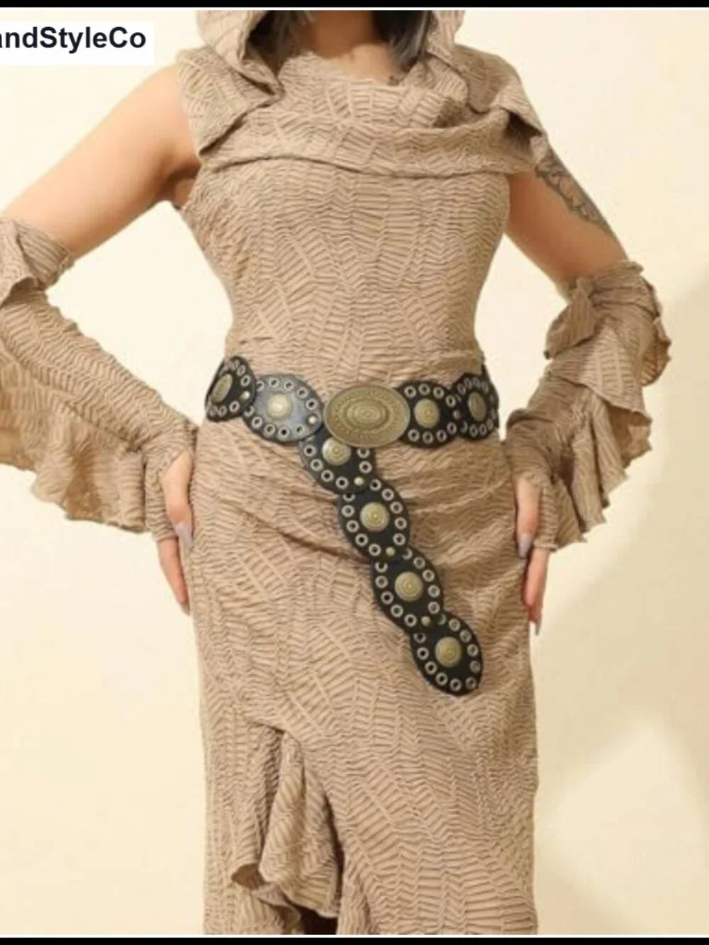 Women's Wide PU Leather Western Disc Belt Concho Cowgirl